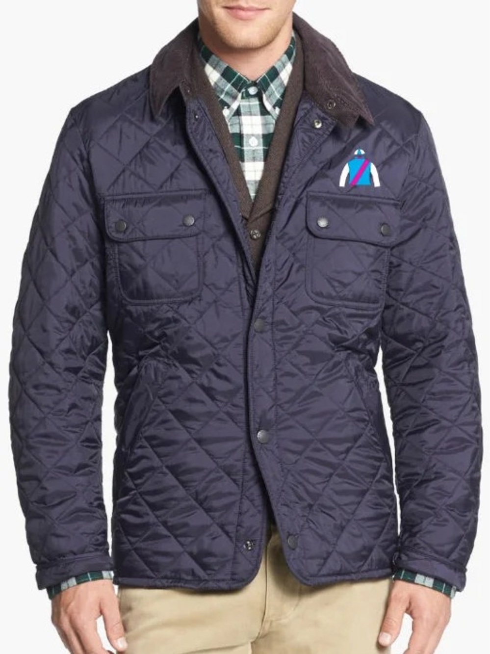 Barbour Tinford Quilted jacket - navy with brown collar